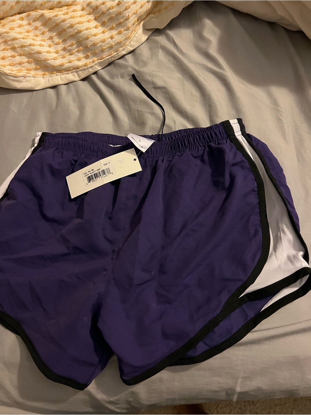 Purple Athletic Shorts with Black Trim